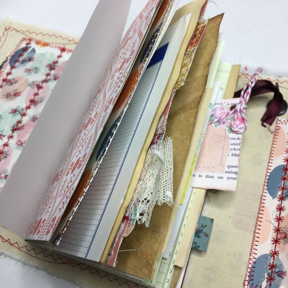 Writing Junk Journal Vintage Style Fabric Cover Diary Includes Ephemera No 7 u - Picture 9 of 10